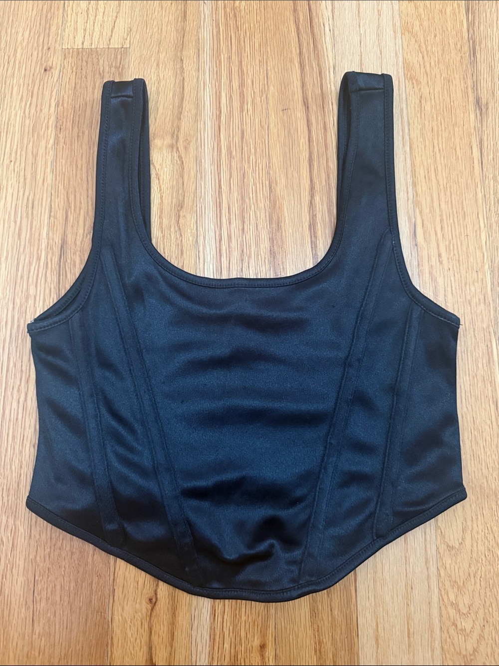 Topshop Black Longline Scoop Neck Crop Tank